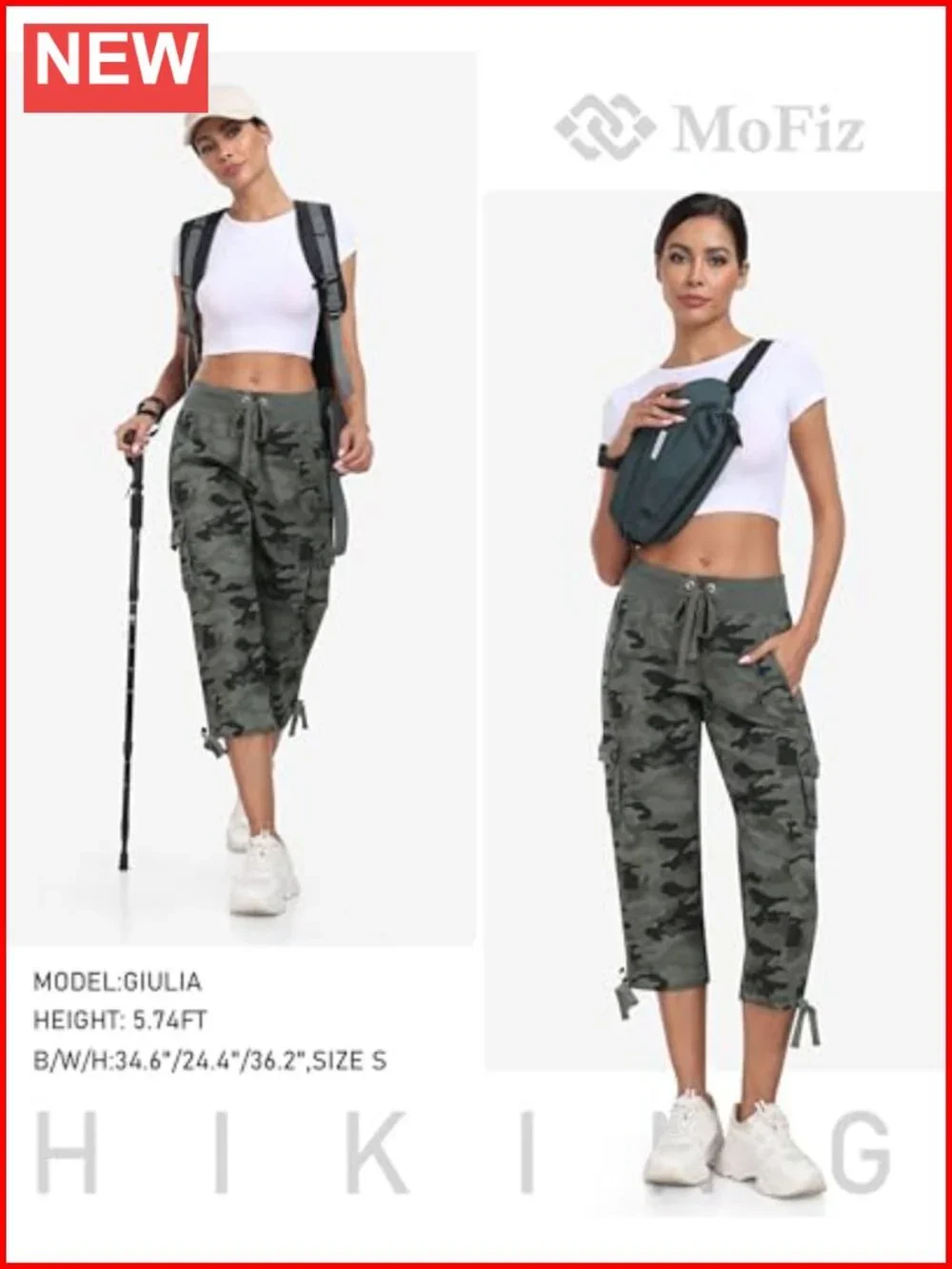Women's Cargo Capri Pants Loose Fit Lightweight Quick Dry Travel Hiking Pants